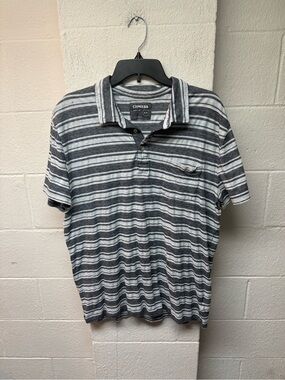 Express Men’s Navy/Gray Striped Polo Shirt